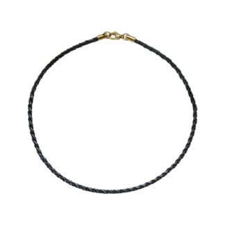 Corrente Aço Couro Preto Fino 2.80mm 50cm IPG
