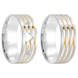 24k15 - Alianças de Compromisso em Prata 950 + Estojo Luxo