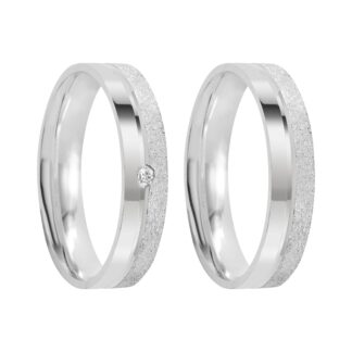 Kit Alianças Compromisso em Prata 950 Mod. k152 + Anel Solitário + Caixinha Love V