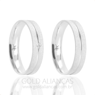 k41 -Alianças de Compromisso em Prata 950 + Estojo Love V