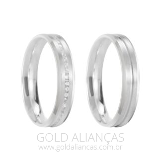 k80 - Alianças de Compromisso em Prata 950 + Estojo Luxo