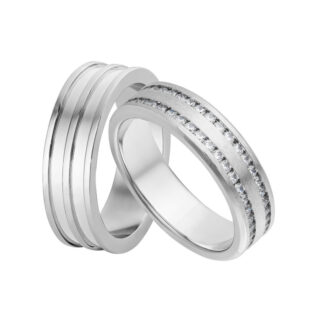 Alianças Aço Creta e Sparta 6mm com Zircônia Feminina + Estojo Luxo