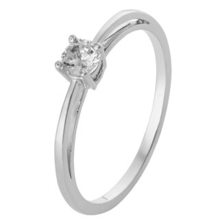 Anel de Prata Solitário com Zircônia + Estojo Luxo