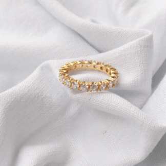 5550Z - Anel Cravejado em Ouro 18K com Zircônias + Estojo Luxo