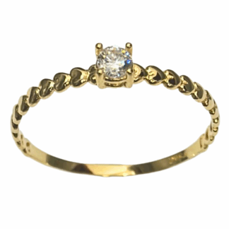 5862Z – Anel Solitário em Ouro 18k com Zircônia 3mm + Estojo Luxo