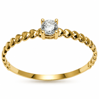 5862Z – Anel Solitário em Ouro 18k com Zircônia 3mm + Estojo Luxo