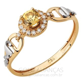 AF007 – Anel de Formatura em Ouro 18k com Zircônias + Estojo Capelo