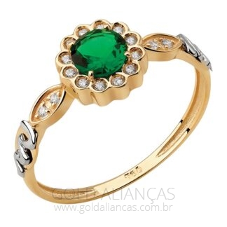 AF008 – Anel de Formatura em Ouro 18k com Zircônias + Estojo Capelo