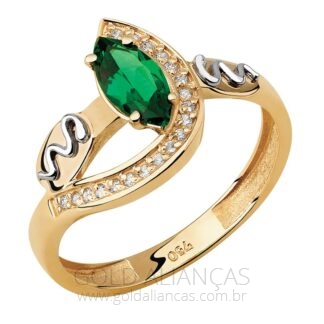AF013 – Anel de Formatura em Ouro 18k com Zircônias + Estojo Capelo