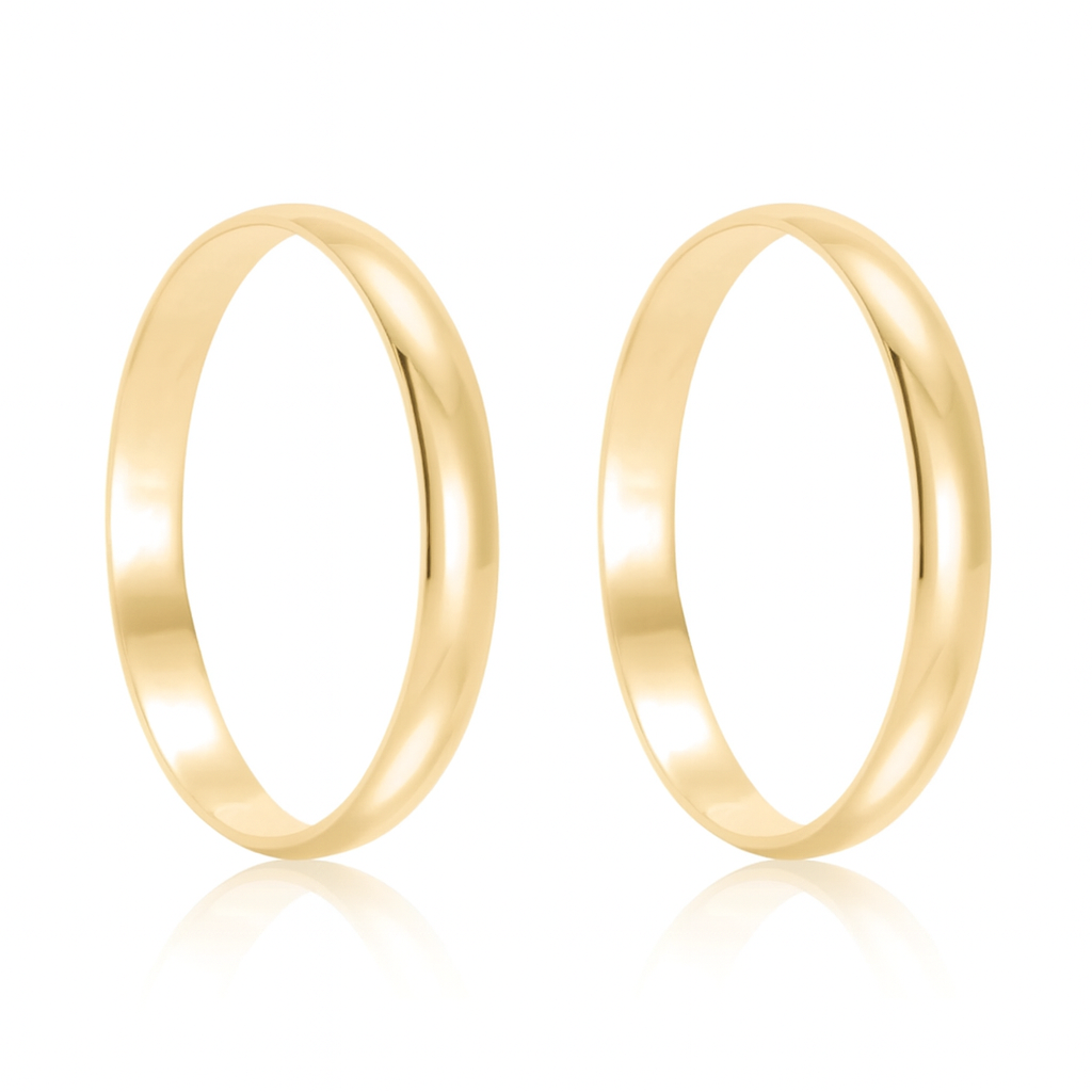 Par de Alianças em Ouro 10k mod. Ágata 03T + Estojo Luxo