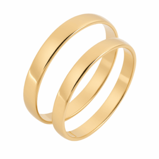 Kit Alianças em Ouro 10k mod. Ágata 03T + Anel Solitário GA100-4 Garras + Estojo Luxo