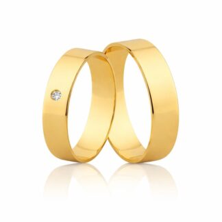 Par de alianças em Ouro 10k Mod. Alexandrita 08TP com Zircônia + Estojo Luxo