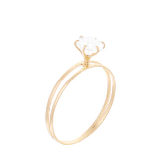 ANM004ZB - Anel Solitário em Ouro 18k com Zircônia + Estojo Luxo