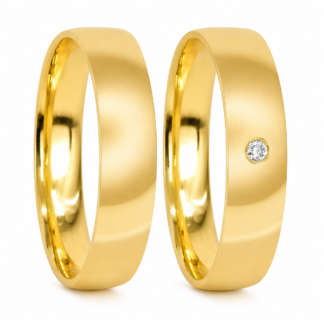Par de Alianças em Ouro 18k Mod. Alexandrita 08A com Diamante + Estojo Luxo