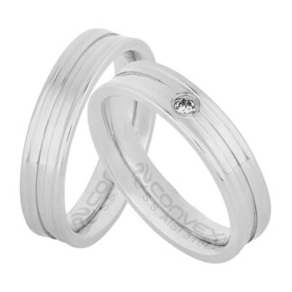 Alianças de Aço Dyo e Ena com Zircônia + Estojo Luxo