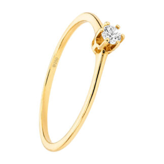 Anel Solitário Luxo Liga OURUM com Zircônia 4mm Ouro 250k + Estojo Luxo