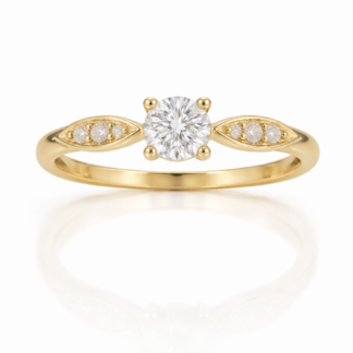 Anel Solitário Monarch em Ouro 18k com Zircônias + Estojo Luxo