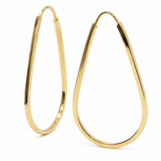 BOLF0382 -Brinco Argola em Formato de Gota em Ouro 18k + Estojo Luxo