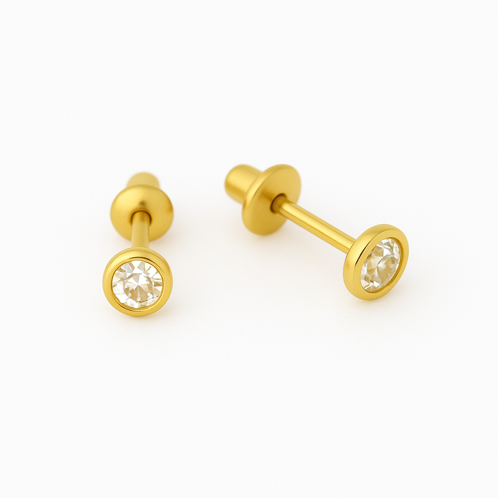 BRF300 – Brinco em Ouro 18K com Zircônias + Estojo Luxo