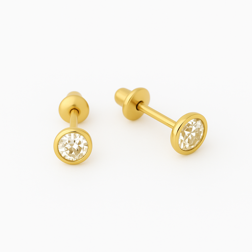 BRF400 – Brinco em Ouro 18K com Zircônias + Estojo Luxo