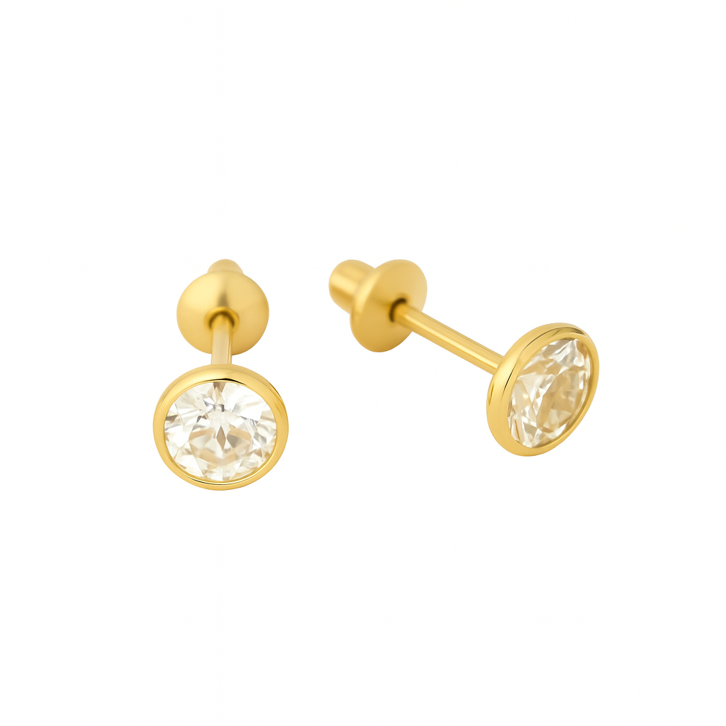 BRF500 - Brinco em Ouro 18K com Zircônias + Estojo Luxo