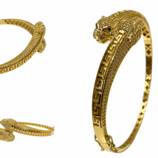 BT30Z - Bracelete Serpente em Ouro 18k Cravejado com Zircônias + Estojo Luxo