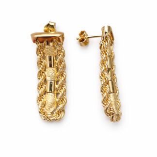 Brincos em Ouro 18k Elos Baiano + Estojo Luxo