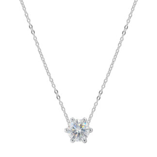 Colar de Prata Ponto de Luz Moissanite 7mm 45cm + Estojo Luxo