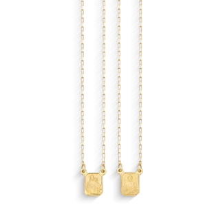 ESC_P_CART - Escapulário Cartier Maciça 60cm em Ouro 18k Placa P Dupla Face + Estojo Luxo
