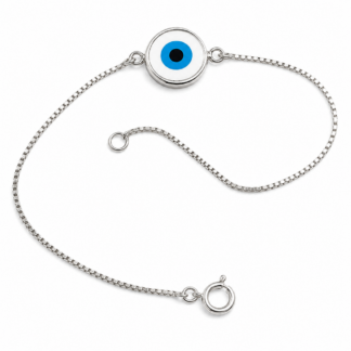 GA - Pulseira Prata 950 Olho Grego 18cm + Estojo Luxo