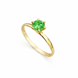 GA120-6 Garras – Anel Solitário em Ouro 18k com Zircônia + Estojo Coração