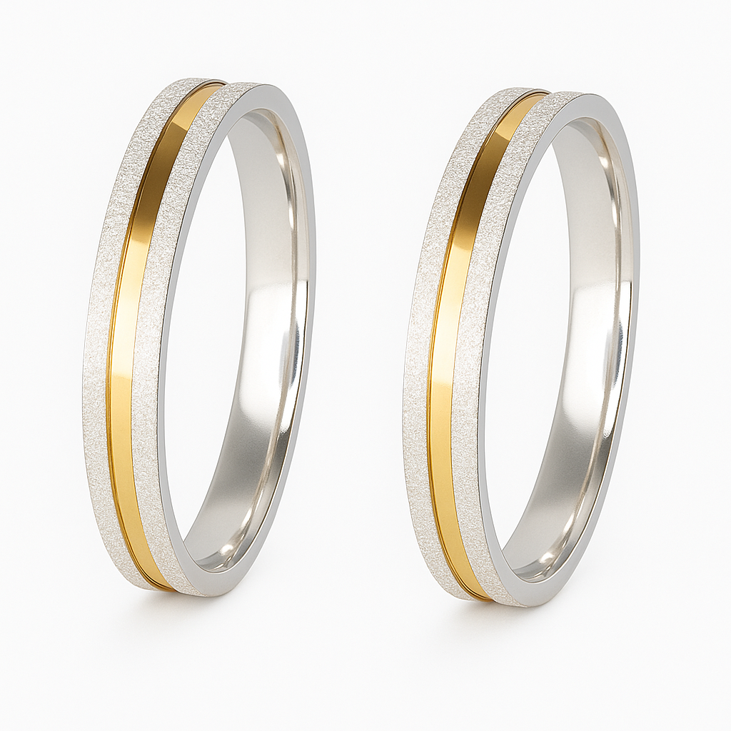 Kit Alianças de Compromisso em Prata 950 Mod. GABL + Anel Solitário + Estojo Luxo