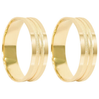 Par de Alianças em Ouro 18k mod. Granada 09A + Estojo Luxo