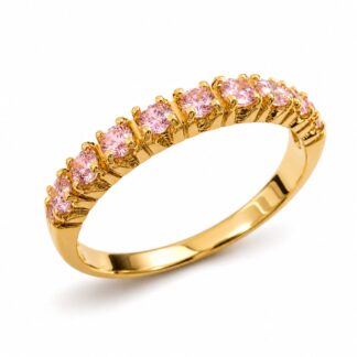Aparador Vivant em Ouro 18k com Zircônias Rosa + Estojo Luxo