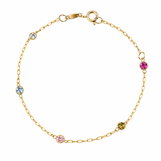 PBI_704_085 - Pulseira Baby c/ Zircônias Coloridas + Estojo Infantil