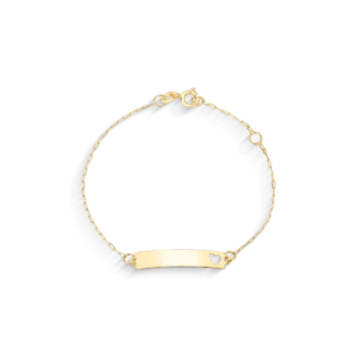 PCC_506_065 - Pulseira em Ouro 18k Infantil Cartier Facetada com Chapa + Estojo Infantil