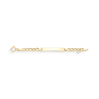 PCI_GRO_160 - Pulseira Infantil em Ouro 18k Groumet Oca com Chapa 14Cm + Estojo Luxo