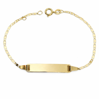 PCI_028_110 – Pulseira Infantil em Ouro 18k Chapinha Malha Piastrine + Estojo Luxo