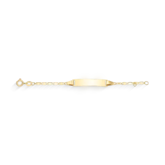 PCI_029_130 - Pulseira em Ouro 18k Infantil Piastrine Maciça com Chapa de 13cm + Estojo Luxo