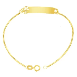 PCI_02_115 - Pulseira Infantil em Ouro 18k Chapinha Menino + Estojo Luxo
