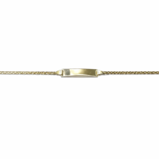 PCI_BSK_090 - Pulseira Infantil em ouro 18k com Chapinha + Estojo Luxo