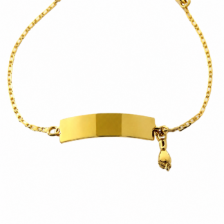 PCP_AMF_090 - Pulseira Infantil em Ouro 18k com Chapinha e Figa + Estojo Luxo