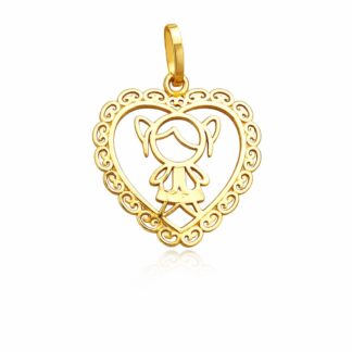 PGE138 - Pingente em Ouro 18k Menina + Estojo Luxo