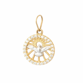 PGP012Z - Pingente Espírito Santo em Ouro 18k com Zircônias + Estojo Luxo