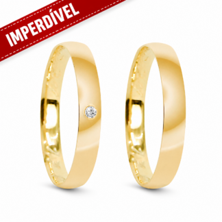Par de Alianças em Ouro 10k mod. Alexandrita 06A (Anatômicas) + Estojo Luxo