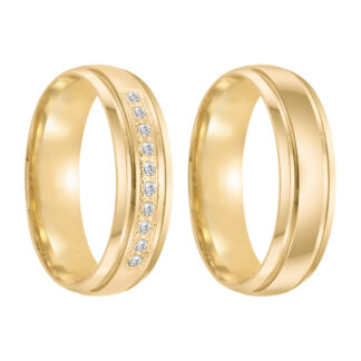 Par de Alianças em Ouro 18k Mod. Água Marinha 15A + Estojo ❤️