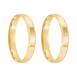 Par de Alianças em Ouro 18k e Diamante Mod. Aquamarine 6.0A + Estojo Luxo