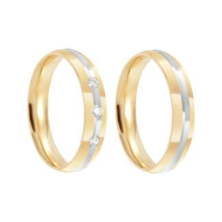 Par de Alianças em Ouro 18k com Diamantes Mod. Bodas 25 Anos 10A + Estojo