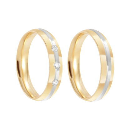 Par de Alianças em Ouro 18k com Diamantes Mod. Bodas 25 Anos 10A + Estojo