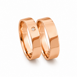 Par de Alianças em Ouro 18k Rosê mod. Alexandrita 6.0A + Estojo Luxo
